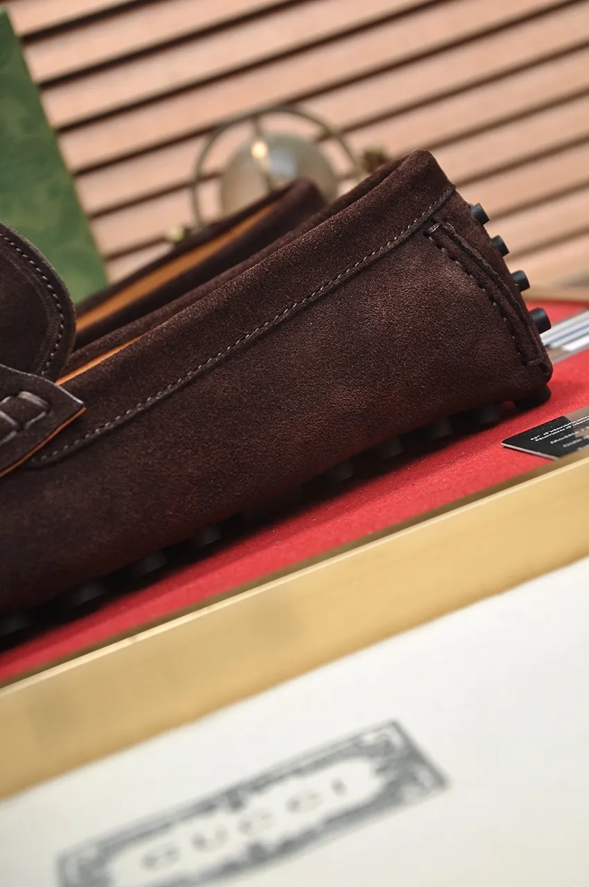 Men's Men's Shoes💰420💶【GUCCI】 (High-end Niuli) New 🍀Gucci*——Gucci Doudou Shoes! Made of imported original cowhide, the inner top layer is comfortable cowhide lining! Original wear-resistant rubber outsole! High quality products! Code number 38-44!